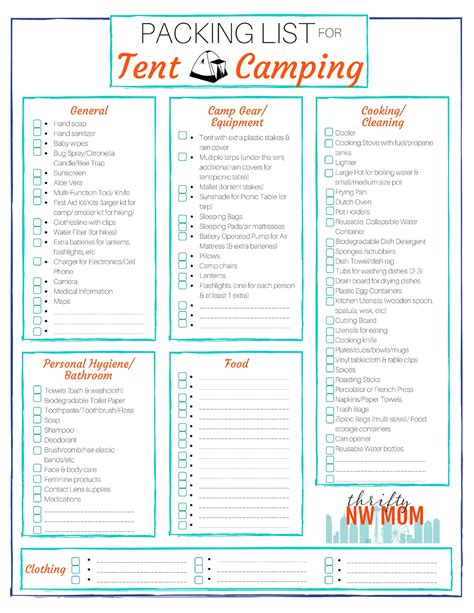 Camping Pack List Printable